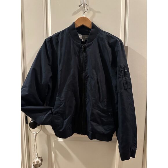 Michael Kors Midnight Blue Men's Zipper Down Bomber Style Jacket Size M